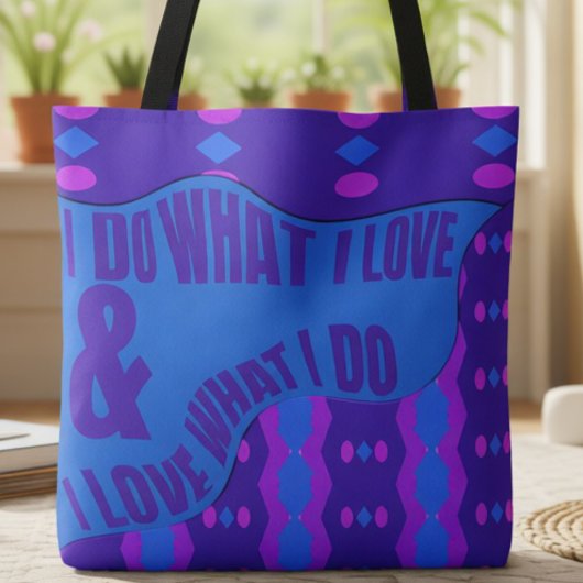 Zelfexpressie Paars Blauw Patroon Tote Bag
