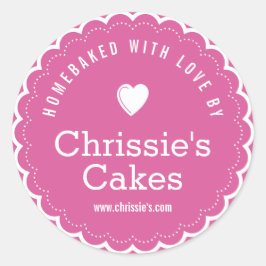 Zelfgebakken met liefde bakkerij paarse gepersonal ronde sticker