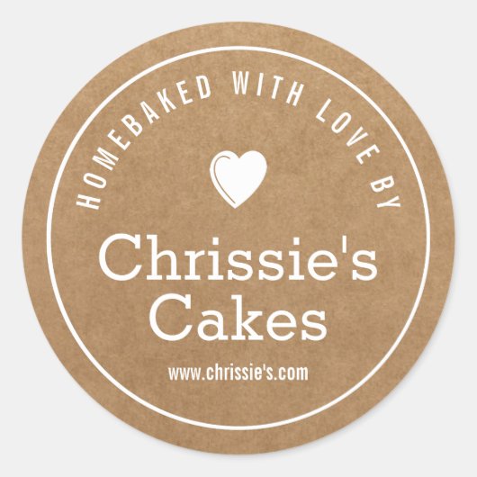 zelfgebakken met liefde Kraft bakkerij Ronde Sticker (Voorkant)