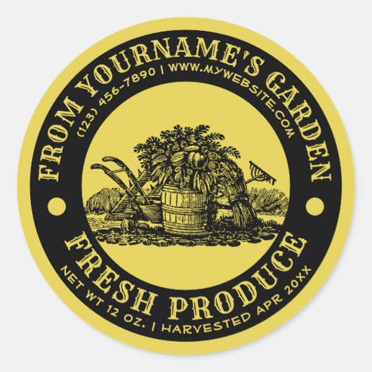 Zelfgegroeide tuin Fresh Canning Label Sjabloon (Voorkant)
