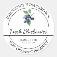 Zelfgegroeide tuin vers biologisch bosbessenlabel