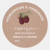 Zelfgekweekt & Handgemaakt Raspberry Jam Kraft Pap Ronde Sticker (Voorkant)