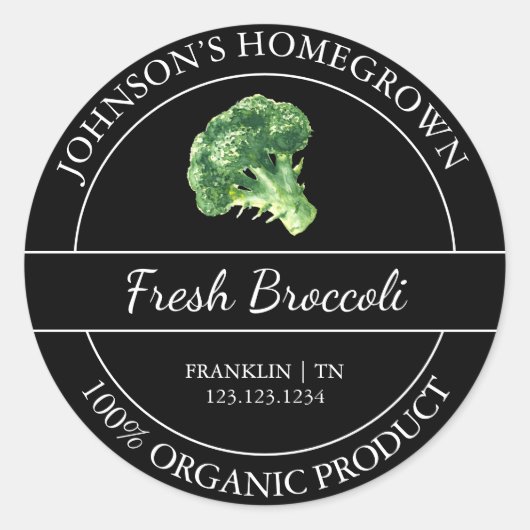 Zelfgekweekte tuin vers biologisch broccoli label (Voorkant)