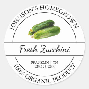 Zelfgekweekte tuin vers biologisch courgettetiket ronde sticker