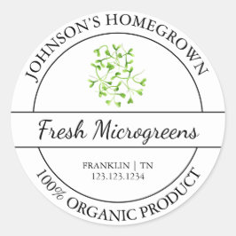 Zelfgekweekte tuin vers biologisch microgreens lab ronde sticker