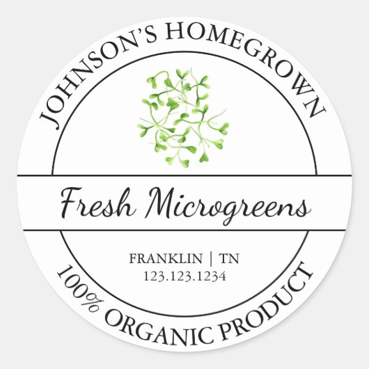 Zelfgekweekte tuin vers biologisch microgreens lab ronde sticker (Voorkant)
