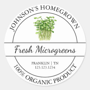 Zelfgekweekte tuin vers biologisch microgreens lab ronde sticker