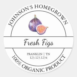 Zelfgekweekte tuin vers biologisch vijgenlabel ronde sticker