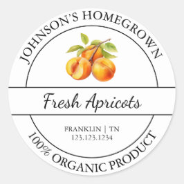 Zelfgekweekte tuin Verse biologische abrikozen Lab Ronde Sticker