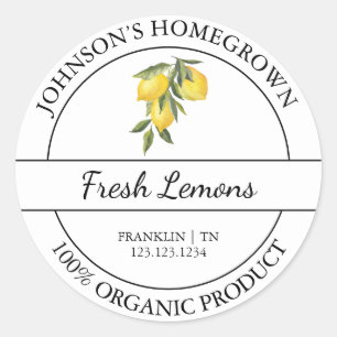 Zelfgekweekte tuin Verse biologische citroen Label