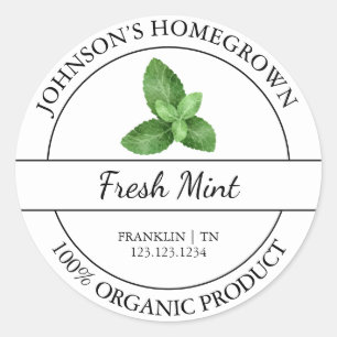 Zelfgekweekte tuin Verse biologische munt Label