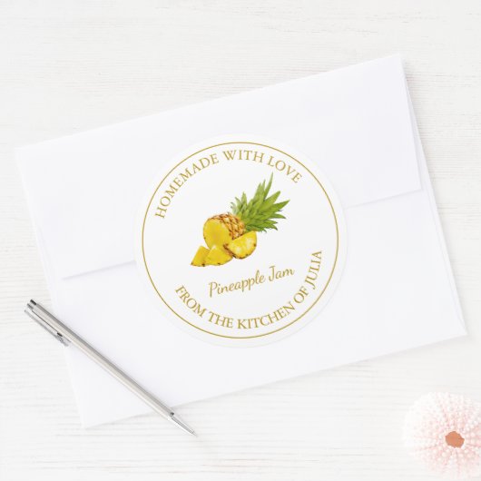 Zelfgemaakt ananas jam label | Wit (Envelop)