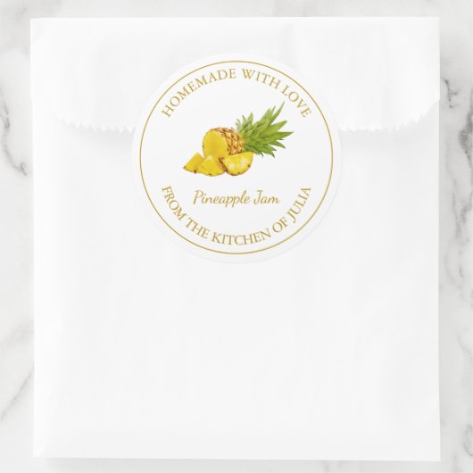 Zelfgemaakt ananas jam label | Wit (Tas)
