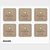 Zelfgemaakt ananas jam vierkant kraft papier label (Vel)