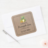 Zelfgemaakt ananas jam vierkant kraft papier label (Envelop)