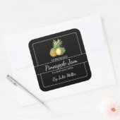 Zelfgemaakt ananas jam vierkant label zwart (Envelop)