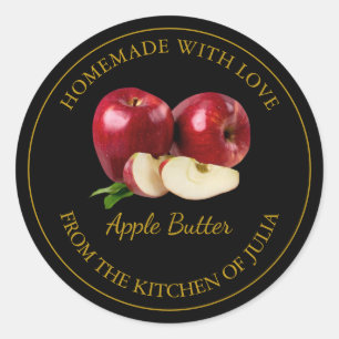 Zelfgemaakt Apple Butter Label   Zwart