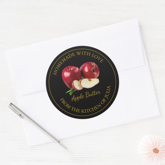 Zelfgemaakt Apple Butter Label | Zwart (Envelop)