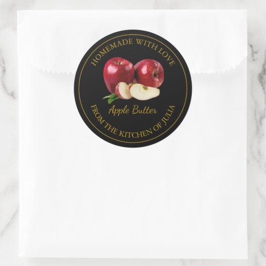 Zelfgemaakt Apple Butter Label | Zwart (Tas)
