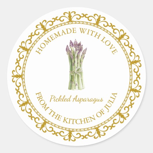 Zelfgemaakt Asparagus Pickle Label L Wit (Voorkant)
