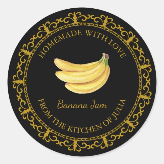 Zelfgemaakt Banaan Jam Label L Zwart (Voorkant)