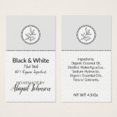 Zelfgemaakt Bath & Body Label Zwart & Wit Cadeau L Visitekaartje (Voorkant /achterkant)
