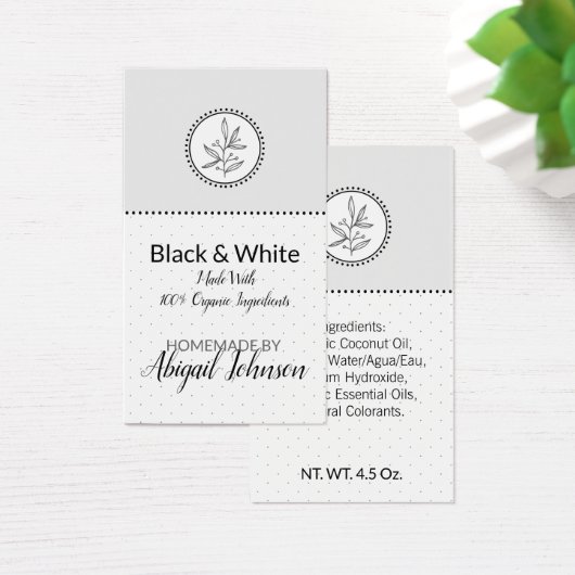Zelfgemaakt Bath & Body Label Zwart & Wit Cadeau L Visitekaartje (Bureau)