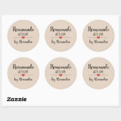 Zelfgemaakt beige script ronde sticker (Vel)