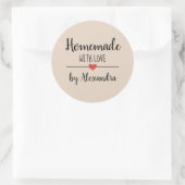 Zelfgemaakt beige script ronde sticker (Tas)