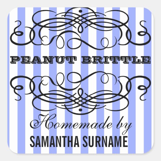 Zelfgemaakt bewaart snoeppot vierkante sticker (Voorkant)