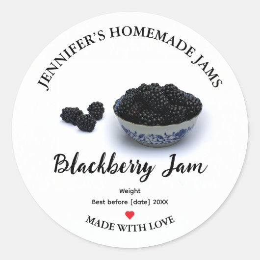 Zelfgemaakt BlackBerry Jam Jar Label (Voorkant)