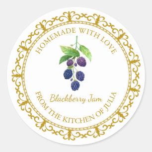 Zelfgemaakt Blackberry Jam Label L Wit
