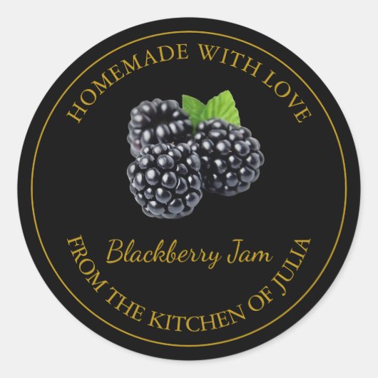 Zelfgemaakt BlackBerry Jam Label | Zwart (Voorkant)