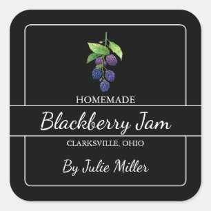 Zelfgemaakt BlackBerry Jam Square Label Zwart