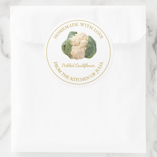 Zelfgemaakt bloemkool augurk label | Wit (Tas)