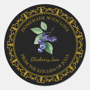 Zelfgemaakt Blueberry Jam Label L Zwart