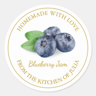 Zelfgemaakt Blueberry Jam Label   Wit