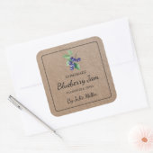 Zelfgemaakt Blueberry Jam Square Kraft-papierlabel Vierkante Sticker (Envelop)
