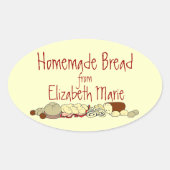 Zelfgemaakt brood personaliseer het ovale sticker (Voorkant)