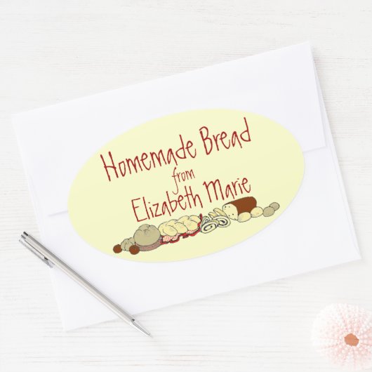 Zelfgemaakt brood personaliseer het ovale sticker (Envelop)