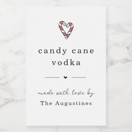 Zelfgemaakt Candy Cane Wodka Fles Gift Label Voedselcontainer Etiket (Enkel label)