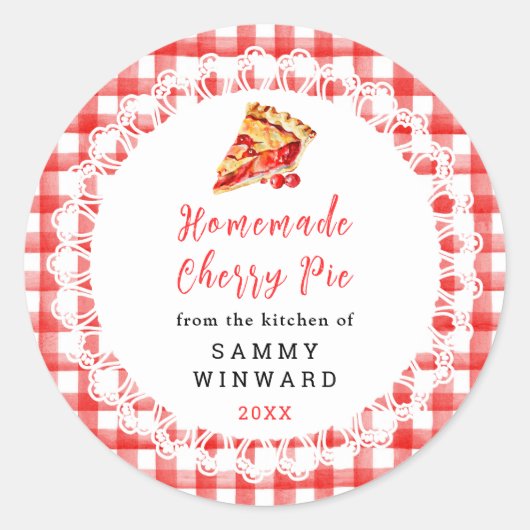Zelfgemaakt Cherry Pie Food Label (Voorkant)