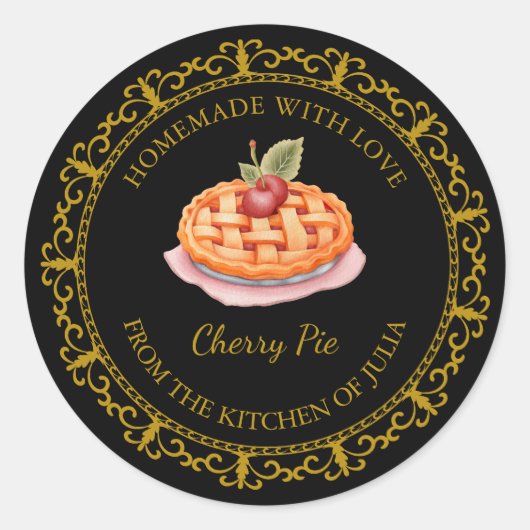 Zelfgemaakt Cherry Pie Label L Zwart (Voorkant)