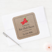Zelfgemaakt chili saus vierkant kraft papier label (Envelop)