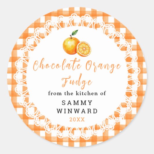 Zelfgemaakt Chocolade Sinaasappel Fudge Etiket (Voorkant)
