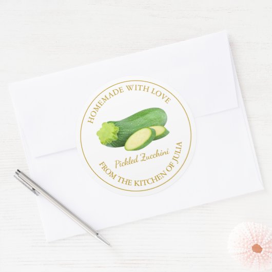 Zelfgemaakt courgettetiket | Wit Ronde Sticker (Envelop)