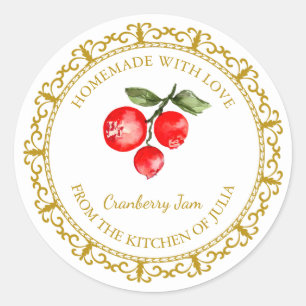Zelfgemaakt Cranberry Jam Label L Wit