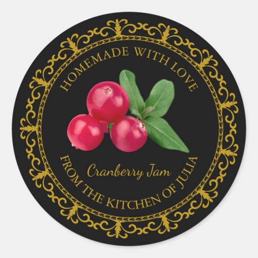  Zelfgemaakt Cranberry Jam Label L Zwart (Voorkant)