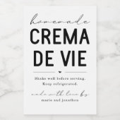 Zelfgemaakt Crema de Vie Eggnog flesetiket Wijn Etiket (Enkel label)