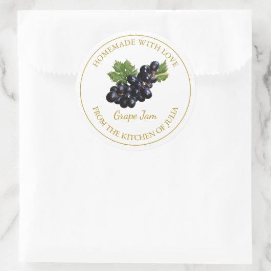 Zelfgemaakt druivenjam label | Wit (Tas)